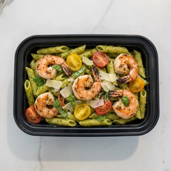 D — Pasta ao Pesto com Camarão